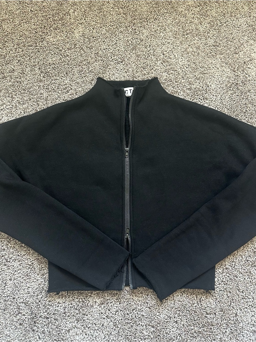 Women's Black Zip-Up Jacket with Stand Collar